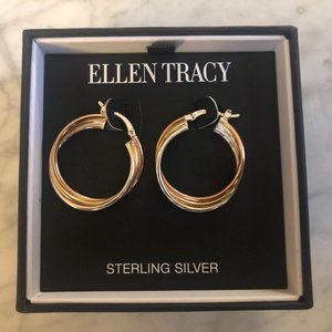 Tri Tone Sterling Silver Triple Hoop